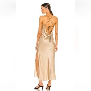 Weekend Stories Gabrielle Midi Dress Small In Champagne Satin NWT Sleeveless